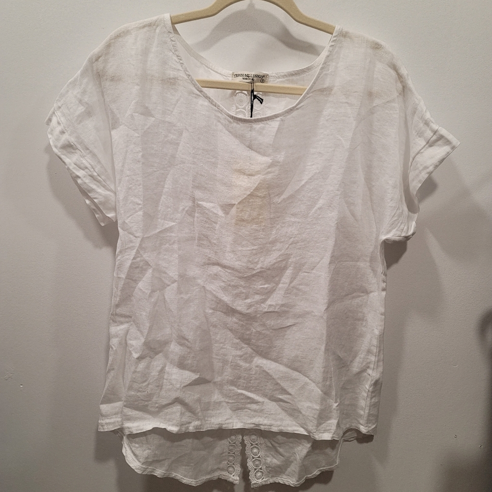 Women's Terzo Millennio 100% Linen top Sz S NWT